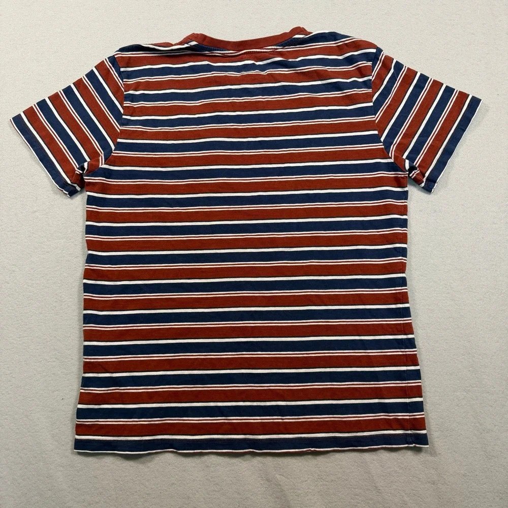Levis Mens Standard Fit Striped Pocket T Shirt M Navy Rust White Crew Neck